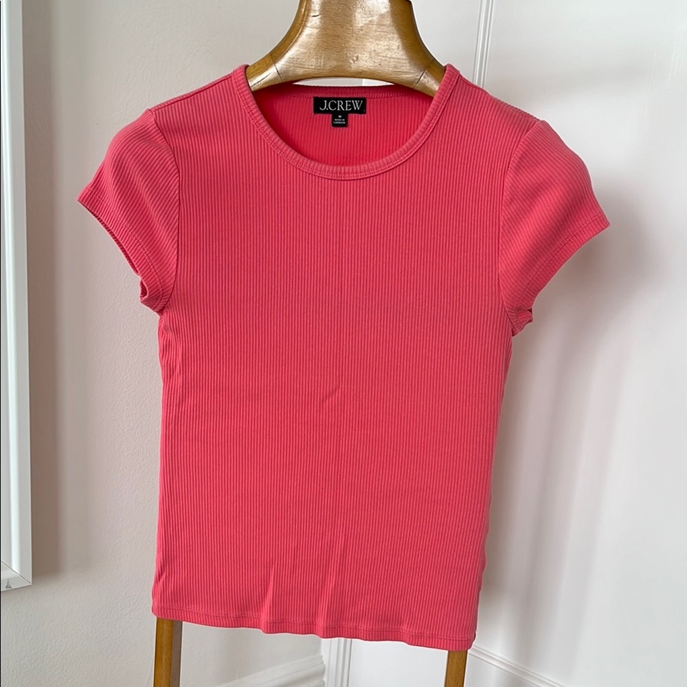 J. Crew Pink Fitted Cap Sleeve T-Shirt